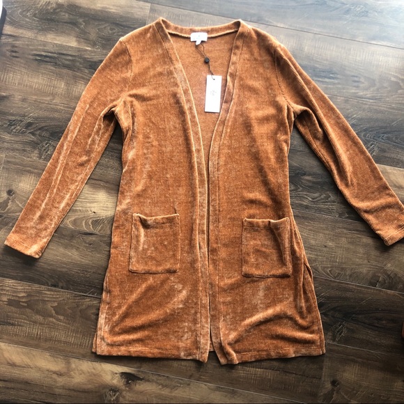 Socialite Chenille Longline Cardigan Rust large - Picture 3 of 9